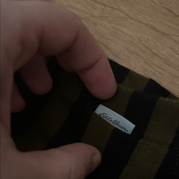 Eddie Bauer Olive and Black Striped Short Sleeve Tee Size Medium - Picture 3 of 5